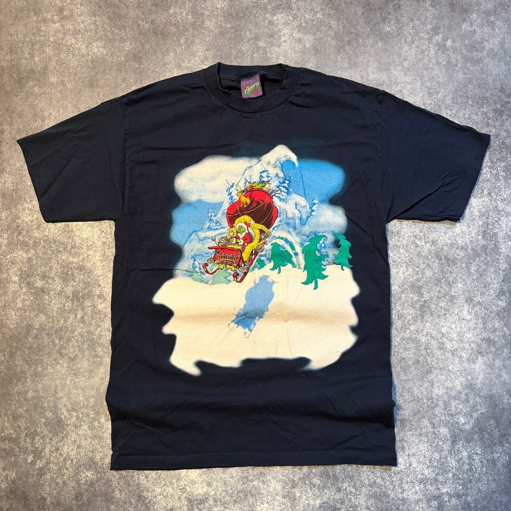 Vintage 2000‎ How The Grinch Stole Christmas Movie Promo T-Shirt Navy Mens Large